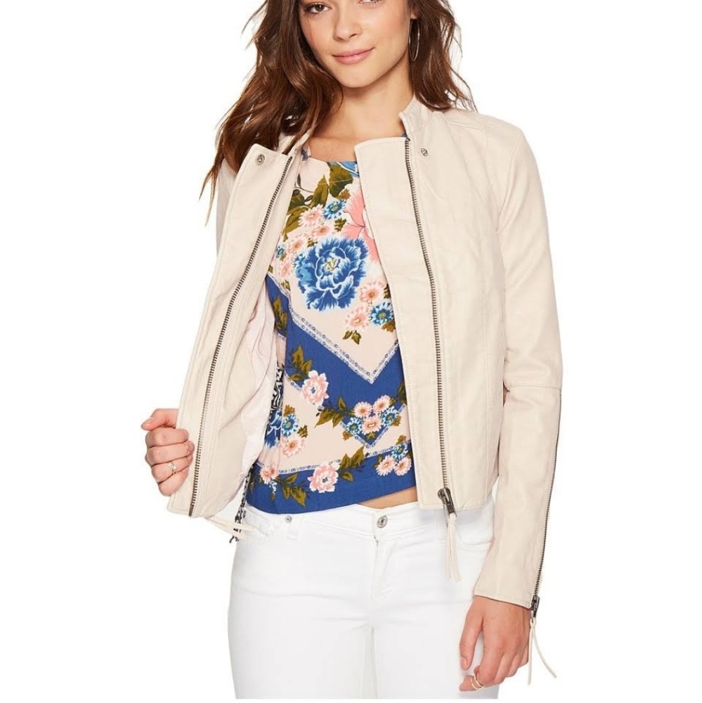 Free people pink vegan leather jacket